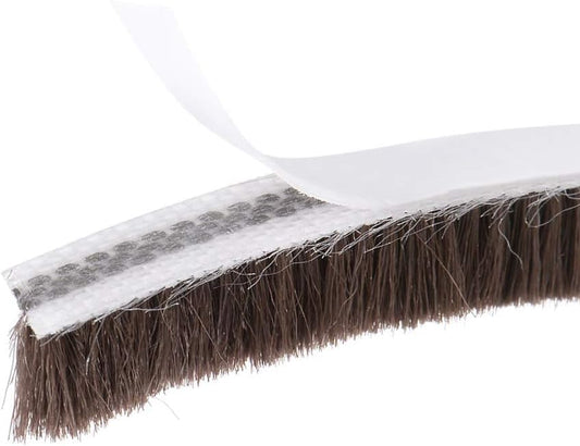 Brush Weather Stripping 7mmx8mm Self Adhesive Sealing Windproof Seal Strip Length 5M Weatherstrip Sweep Brushes for Door Window Brown - color: Length 5M, size: 7mmx8mm