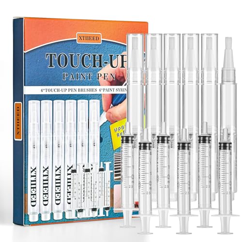 6 Pack Fillable Touch Up Paint Pen, Refillable Brush Pens, Touch up Paint pens for Walls - Wood Floors, Windows, Furniture, Kitchen Cabinet, Suitable for Any Repair - color: B-06