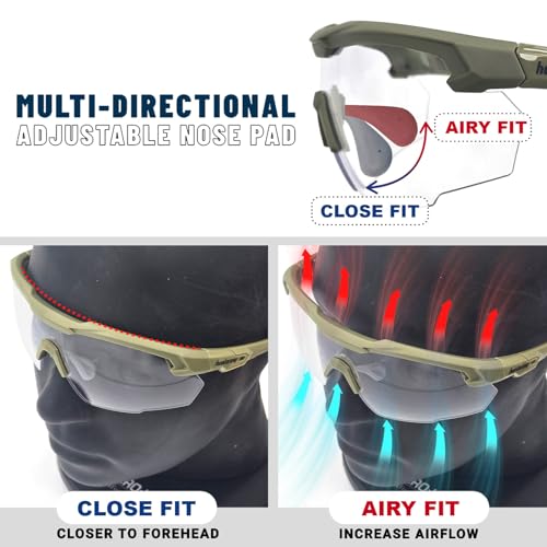 HTS HUNTERSKY Ballistic Tactical Shooting Glasses ANSI Z87+ UV400 Protective Eyewear - color: S57black Af Clear Lensx5