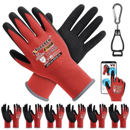 Safety Work Gloves - 7 Pairs, Seamless Knit Glove with MicroFoam Nitrile Coated Smooth Grip on Palm & Fingers for Men and Women, Ideal for General Duty Work(L,Red) - size: Large, style: 7 Pairs,red