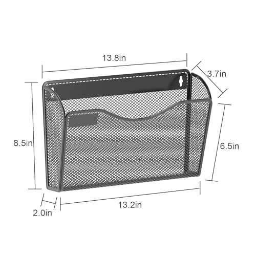 samstar 6 Pack Mesh Wall Mounted File Holder Metal Wall File Pocket Mail Organizer for Office/Home(with Label Panel) - color: Black