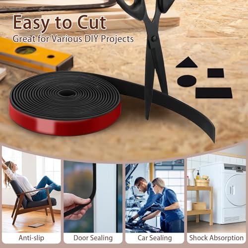 Neoprene Rubber Strips, 1/2" Wide X 1/16" Thick X 115" Long Adhesive Solid Rubber Strips Sheet, Rolls & Strips Gasket Strip with Adhesive Backing for Crafts, DIY, Warehouse Floor, Liner, Seal - size: 1/2" Wide X 1/16" Thick X 115" Long