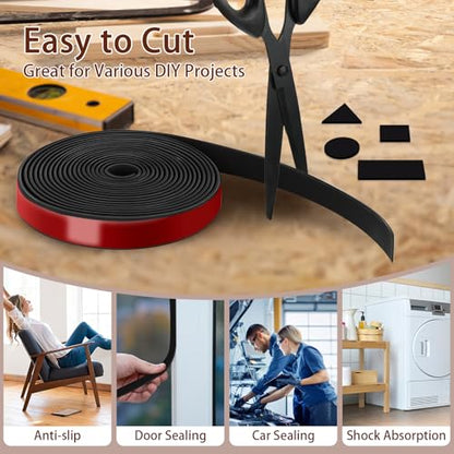 Neoprene Rubber Strips, 1/2" Wide X 1/16" Thick X 115" Long Adhesive Solid Rubber Strips Sheet, Rolls & Strips Gasket Strip with Adhesive Backing for Crafts, DIY, Warehouse Floor, Liner, Seal - size: 1/2" Wide X 1/16" Thick X 115" Long