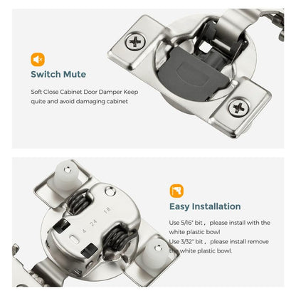 HOME EDIT 2 Pack 1 Pair 5/8 inch Overlay Soft Close Cabinet Hinges for Kitchen, Stainless Steel Three-Way Adjustable, Concealed Self-Closing Door Hinges - size: 5/8 inch Overlay
