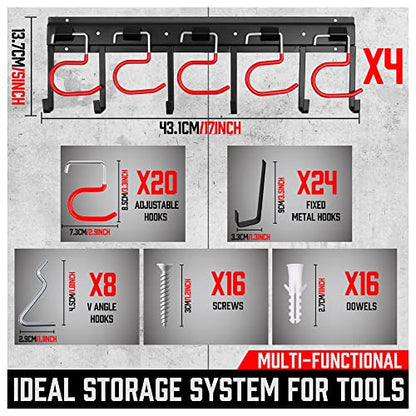 SEDY 68" All Metal Garden Tool Organizer Hooks - Garage Wall Organizer Sturdy Garden Tool Storage System Yard Tool Garage Tool Organizer Wall Mount Shed Organization Shovel Broom Rake Holder - style: 68" All Metal Garden Tool Organizer Hooks