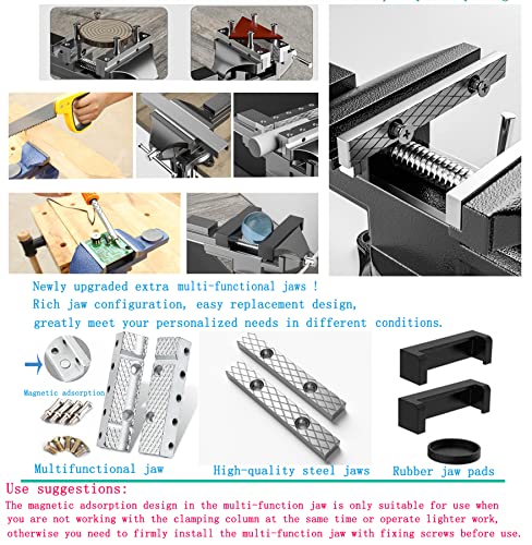 Dual-Purpose Combined Bench Vise or Table Vise, multifunctional jaw, Universal Rotate 360° Work Clamp-On Visewith Quick Adjustment, 3.3" Blue - style: 3.3" Blue