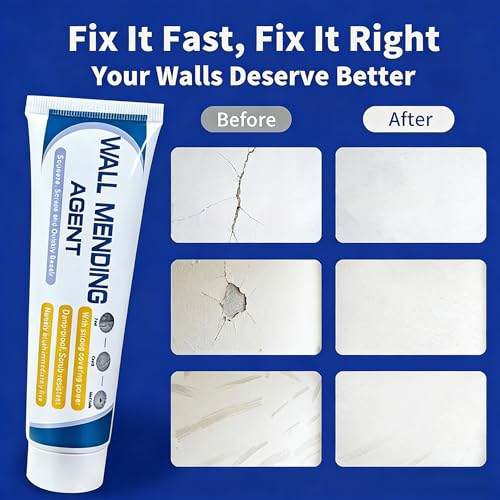 Wall Repair Paste Tube | Drywall Patch Repair Kit for Holes & Cracks | Nail Hole Filler & Filler for Aluminum, Metal, Wallboard, Plasterboard | Easy to Use Drywall Filler & Repair Agent (1) - color: 1