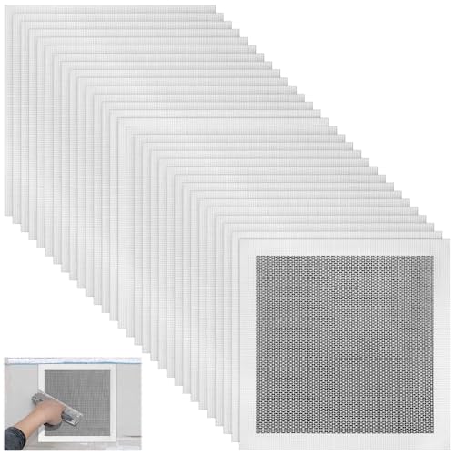 Blulu 30 Pcs 10 Inch Drywall Repair Kit Self Adhesive Mesh Drywall Patches for Holes, Repair Kit for for Aluminum Metal Ceiling Holes Wall Ceiling Tools - size: 10 Inch