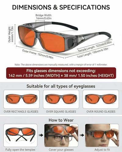 Blue Light Blocking Glasses Wear Over Prescription to Reduce Eye Strain, Lightweight Wraparound Design, Amber-Tint Lenses Block UV400 & 380-500nm Rays, Enhancing Gaming Focus, Better Sleep - color: A02 Grey Frame / Orange Lens