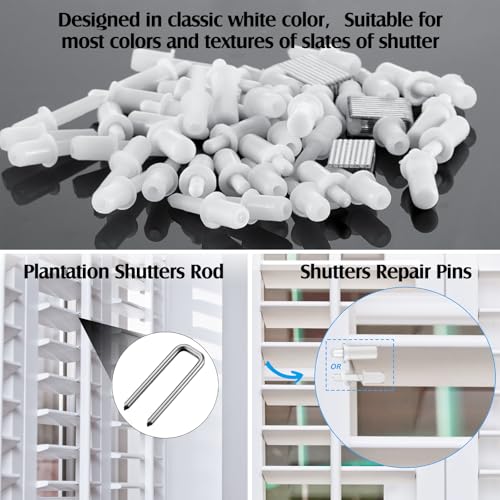 Jetec 125 Pieces Plantation Shutter Repair Kit Includes 85 Pcs Spring Loaded Shutter Pins, 8 Sets Plantation Shutters Magnets and 32 Screws for Windows, Shutter, Furniture, Tools Supplies