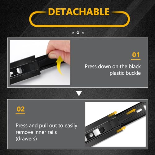 10 inch Ball Bearing Drawer Slides 6 Pairs (12pcs) - 100LB Capacity, Full Extension Side Mount Slides for Kitchen Cabinets, Wardrobes, Office Furniture (Black 10inch) - color: Black, size: 10 Inch