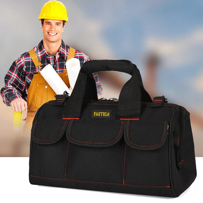 FASTECH 20-inch Heavy Duty Tools Bag with Wide Mouth for Tool Storage, Carrier and Organizer, Tote Bag for Men, Wide Mouth Tote Bag With Inside Pockets (20 Inch) - size: 20IN