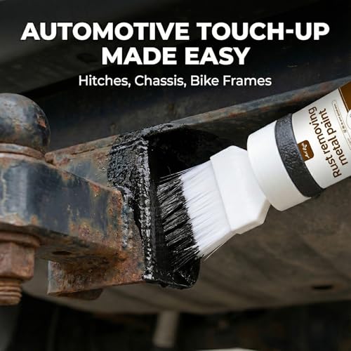 Black 2-in-1 Rust Converter & Touch Up Paint, 6.35 Fl oz, Rust Inhibitor & Anti-Rust Coating for Metal, Automotive, Chassis, UV Resistant - color: Metallic Black