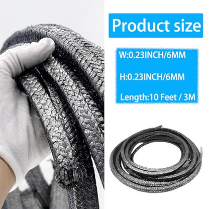Flexible Graphite Braided Compression Packing ，for Pump Valve or Mechanical Seal,1/4" x 1/4", 10 feet - size: 1/4” ，10 feet