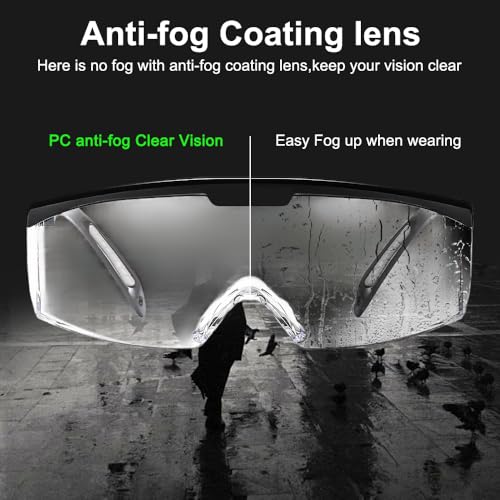 Safety Glasses, Anti-Fog Glasses Eye Protection UV Protective Safety Goggles for Yard work, Gardening, Lawn mowing, Weed whacking,lab - color: 5 Pcs Black
