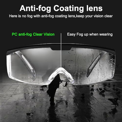 Safety Glasses Anti-fog Clear Safety Goggles Eye Protection Safety Goggles AdjustableTemples,High Transmission, Lightweight & Comfortable Lightweight Protective Glasses. - color: 5 Pcs for White