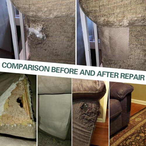 Azobur Couch Patch Repair Fabric,Microfiber Fabric, Self-Adhesive, for Sofa Repair and Upholstery, 2 Pieces, 9.5 x 11 inches (Olive Green) - color: Olive Green, size: 9.5" x 11"-2 PCS