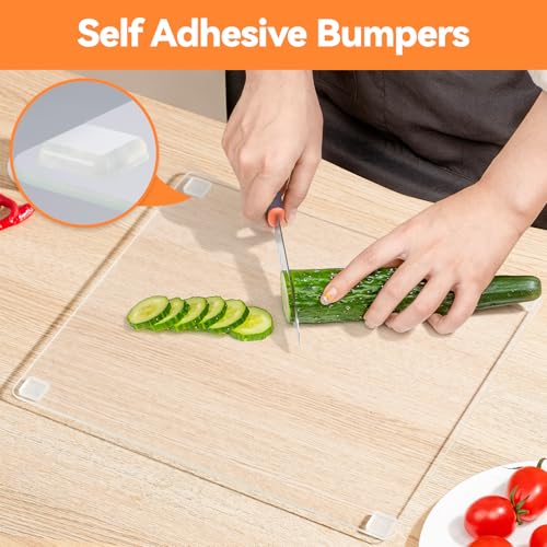 Rubber feet for Cutting Board, Cutting Board Feet Non Slip, 18PCS 4/5 inch Clear Rubber Bumpers Self Adhesive Square - size: Medium Square 18pcs
