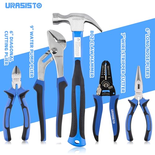 URASISTO 174-Piece Premium Tool Kit, Household Repairing Tool Set with 14 Inch Large Mouth Open Storage Tool Bag