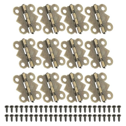 PATIKIL Small Jewelry Box Hinges 3/4 Inch, 12 Pack 90-Degree Mini Butterfly Hinges Jewelry Box Hardware with 48 Screws for Cabinet Wooden Box Drawer Craft, Brown - color: Copper
