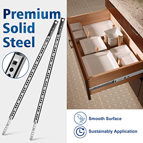 2pcs Ball Bearing Drawer Slides 16 Inch / 406mm, 2 Fold Metal Drawer Tracks, Two Way Slide Track Rail Glides with Mounting Screws - 0.67 Inch Wide - size: 16 Inch