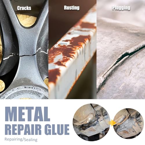 Metal Glue - 2 Part Epoxy Heavy Duty Welding Glue for Bonding and Repairing the Crack Leaking Stainless Steel, Ceramics, Plastic, Metallic Alloys - Super Liquid Metal Filler, Heat-Resistant - 3.5oz