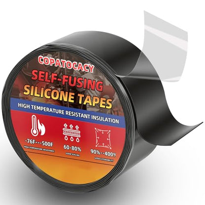 Self-Fusing Silicone Tape 1" x 5' x 20mil – Black Rubber Emergency Repair Tape – Waterproof, Heat-Resistant, Insulating, Chemical-Resistant, No Residue – for Automotive, Electrical & Outdoor Use - color: (Black)1" x 5'