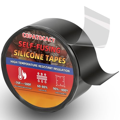 Self-Fusing Silicone Tape 1" x 5' x 20mil – Black Rubber Emergency Repair Tape – Waterproof, Heat-Resistant, Insulating, Chemical-Resistant, No Residue – for Automotive, Electrical & Outdoor Use - color: (Black)1" x 5'