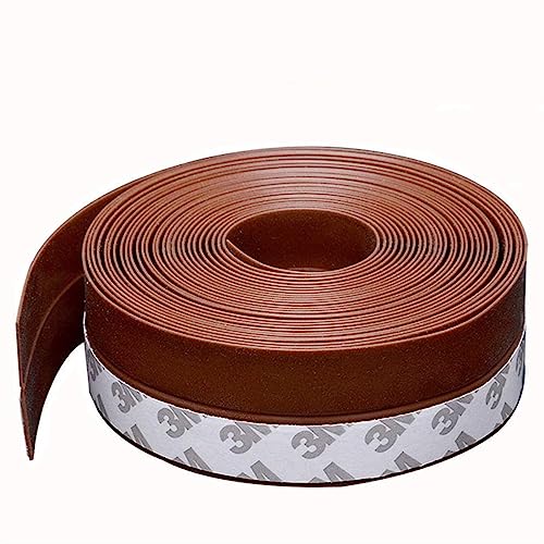 Weather Stripping, Door Seal Strip Self Adhesive Silicone Draft Bottom Gap Replacement Strip Roll Soundproof for Door, Window 26.3Ft (Width 35mm, Brown-Length 26.3Ft) - size: 35mm
