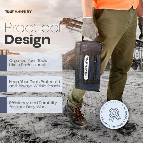 HAWKRY Heavy Duty Canvas Tool Bag – Waterproof Canvas Zipper Pouch, Garden Tool Bag, Construction Bags Heavy Duty, Small Zipper Pouch, Motorcycle Tool, Multipurpose Fishing Bag - color: Blue