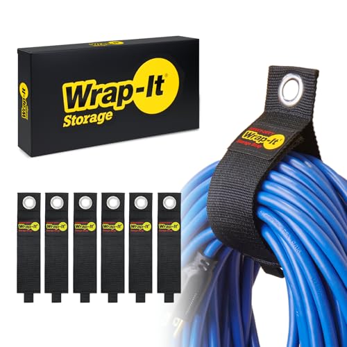 Heavy-Duty Wrap-It Storage Straps, 17-inch (6 Pack) - Extension Cord Organizer, Storage, Cord Straps, Cable Straps for Hoses, Rope, RV, Workshop, Boat, Tools, and Garage Wall Storage and Organization - size: 17" (6-pack)