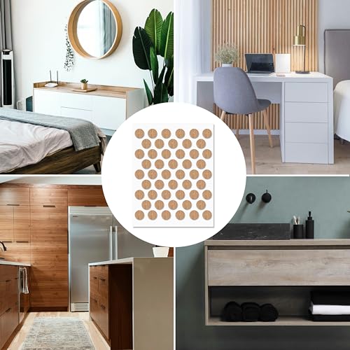 Oak Self-Adhesive Screw Hole Stickers - 50 pcs. 0.55 inch / 14 mm Peel Stick Dust Proof Tape, Water Resistance PVC Caps for Wood Cabinets, Furniture, Drawer, Wardrobe, Kitchen, Table - color: Oak, size: 0.55 inch - 14 mm
