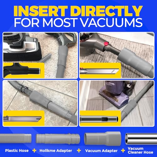 Holikme 2 Pieces Dryer Vent Cleaner Kit, Dryer Lint Vacuum Attachment and Flexible Dryer Lint Brush, Dryer Vent Vacuum Hose Attachment,Grey - color: Gray