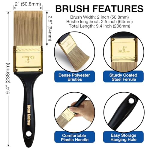 Great Andrew Paint Brushes, 30 PCS 2" Bulk Paint Brush Pack Multi use, Flat Paint Brushes Set for Walls Fences Trim Home Furniture - size: 30 PCS, 2"