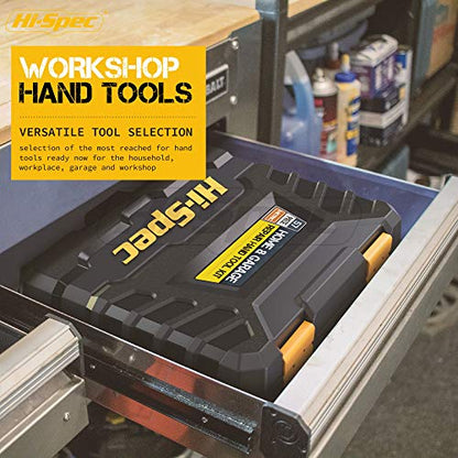 Hi-Spec 57pc Home Garage DIY Tool Kit Set. Complete Beginner Handyman and Home Mechanics Tool Box Set for Auto, Car, Bike and Household Repairs - size: 57 PCS