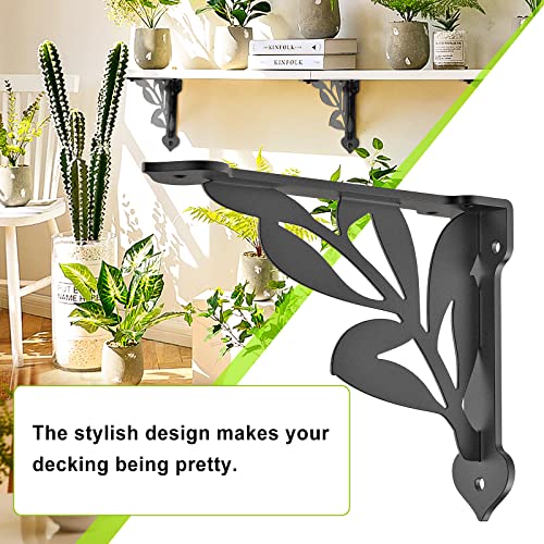 SELEWARE Heavy Duty Shelf Brackets 8 Inch, Branch Shelves Brackets, 300LB Capacity Decorative Metal L Brackets for Floating Shelves, Black Rustic Wall Mount Shelving Bracket with Screws, 4 Pack - size: 8 Inch, style: Branch-4 pack