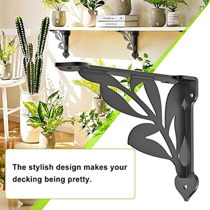 SELEWARE Heavy Duty Shelf Brackets 10 Inch, Branch Shelves Brackets, 300LB Capacity Decorative Metal L Brackets for Floating Shelves, Black Rustic Wall Mount Shelving Bracket with Screws, 4 Pack - size: 10 Inch, style: Branch-4 pack