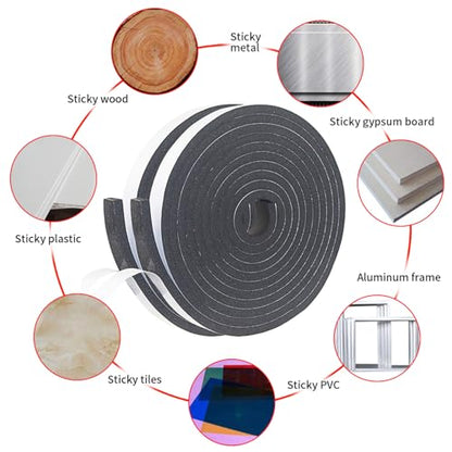 Foam Insulation Tape self Adhesive,1/2In x 1/8In x 33Ft Weather Stripping for Doors and Windows,Sound Proof soundproofing Door Seal,Weatherstrip,Pipe Cooling, Air Conditioning Seal Strip - size: 1/2In x 1/8In x 33Ft