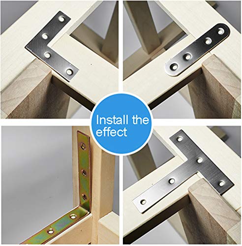 4 Holes Angle Plate Corner Brace Flat L Shape Repair Bracket Connector Fixing Repair Plated Joint Bracket Wooden Furniture Fixture Protector 60mm x 60mm / 2.36 x 2.36 inch, Pack of 20