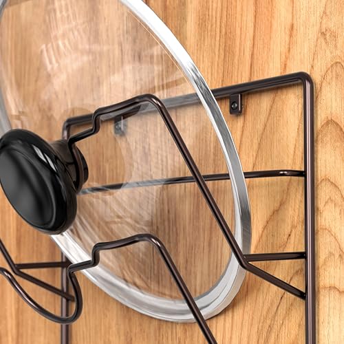 Simple Houseware Wall Door Mounted Pot Lid Rack, 9.5" Wx4.5 Dx17.2 H, Bronze Finish - color: Bronze