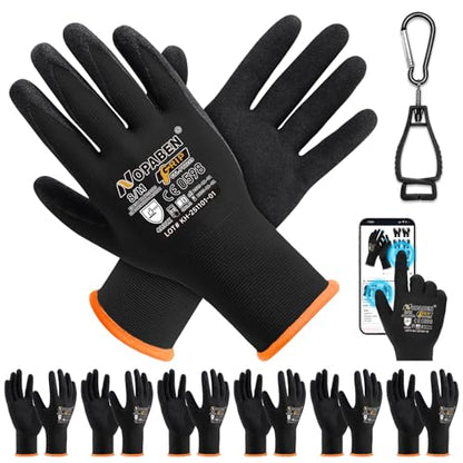 Safety Work Gloves - 7 Pairs, Seamless Knit Glove with MicroFoam Nitrile Coated Smooth Grip on Palm & Fingers for Men and Women, Ideal for General Duty Work(M,Black) - size: Medium, style: 7 Pairs,black