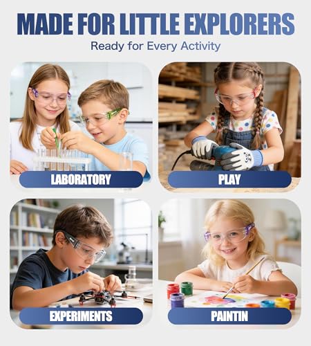 AnTools 6-Pack Kids Safety Glasses, ANSI Z87.1 & EN166 Certified Youth Protective Eyewear, Anti-Fog UV Protection, Scratch-Resistant, Lightweight for School, DIY & Outdoor Activities, Multicolor