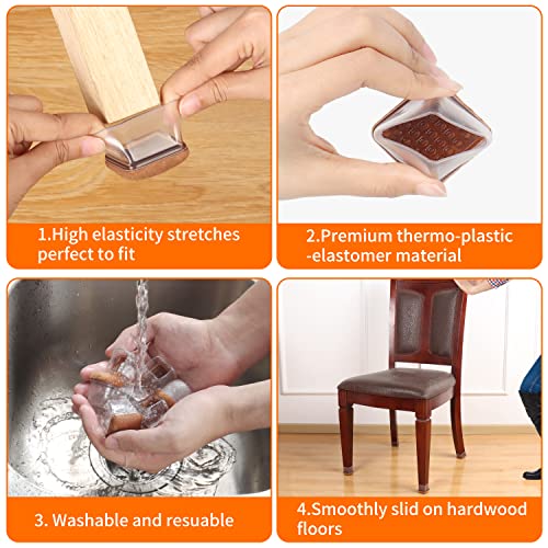 Ezprotekt Chair Leg Floor Protectors for Hardwood Floors, Felt Furniture Pads, Silicone Felt Furniture Leg Pads Caps Covers for Table Desk Sofa No Scratches and Reduce Noise (M Fit: 0.75" - 1") - size: M-Square