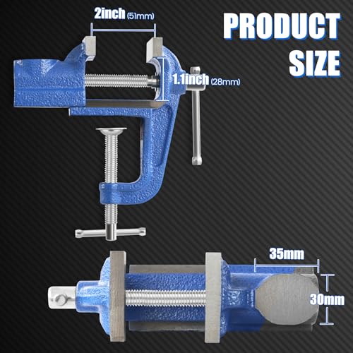 Mini Table Clamp, 2" blue, Small Bench Vise, Upgraded cast steel manufacturing Jewelers Hobby Clamps Craft Repair Tool Portable Work Bench Vise (Mini) - size: 2-inch Mini