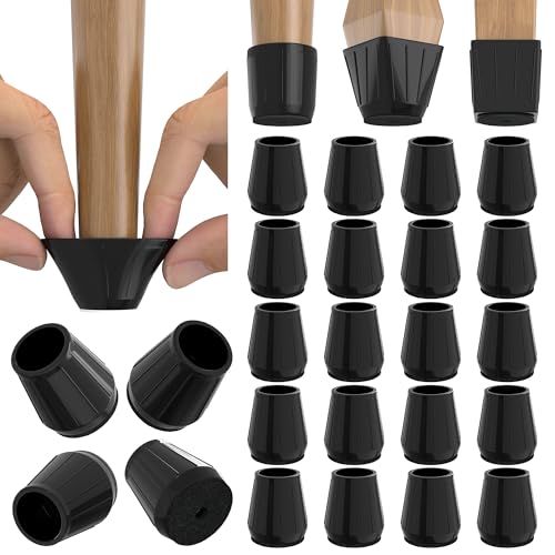 24PCS Extra Small Silicone Chair Leg Floor Protectors for Hardwood Floors, Thicken Rubber Chair Leg Cap Covers, Non Slip Furniture Leg Pads to Protect Wood Tile Floors from Scratches and Reduce Noise - color: Black, size: X-Small(Fit:0.59"-0.83")