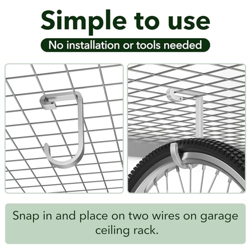 bussdis Bike Hanger Hooks Garage Rack: Bike Hooks for Garage, Heavy Duty Bike Hanging Hooks, Hooks for Hanging Bike, Overhead Rack Hooks, Silver - color: Silver
