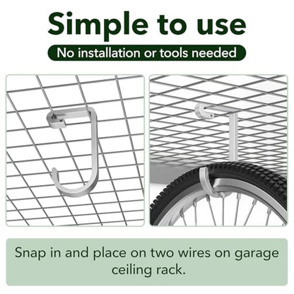 bussdis Bike Hanger Hooks Garage Rack: Bike Hooks for Garage, Heavy Duty Bike Hanging Hooks, Hooks for Hanging Bike, Overhead Rack Hooks, Silver - color: Silver