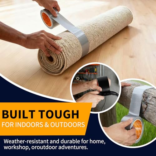 YONGJIN Silver Duct Tape Waterproof - 2 Pack Tear by Hand, No Residue, Multi-Purpose Duct Tape Bulk for Indoor Outdoor Repairs, DIY, Packaging, and Crafts, 2 Inch x 40 Yards Total - color: Silver