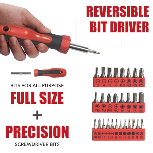 SPICIMOMO Basic Home Red Tool Kit - 38 Pieces Tool Set with Portable Storage Boxes for Daily Repairing and Maintenance, Home DIY Tool Kit Set for Office & Garage - style: 38 Pieces Red
