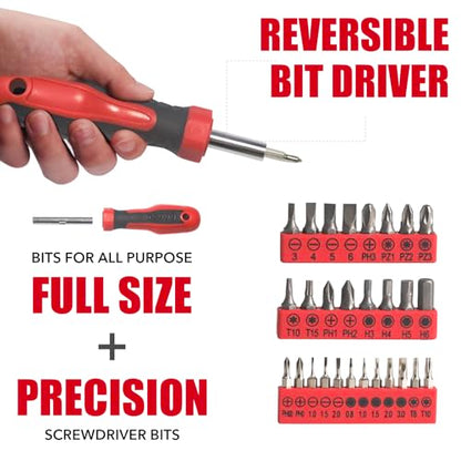 SPICIMOMO Basic Home Red Tool Kit - 38 Pieces Tool Set with Portable Storage Boxes for Daily Repairing and Maintenance, Home DIY Tool Kit Set for Office & Garage - style: 38 Pieces Red